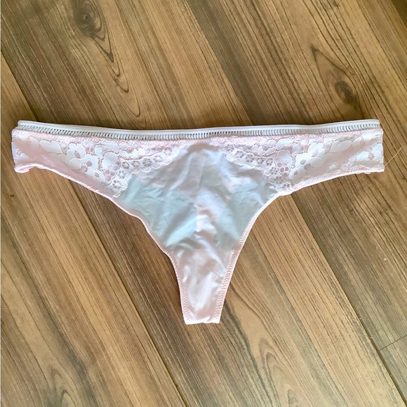 Victoria's Secret Other - VICTORIA SECRET Soft Pink Thong, Silk & Lace Texture, NWT